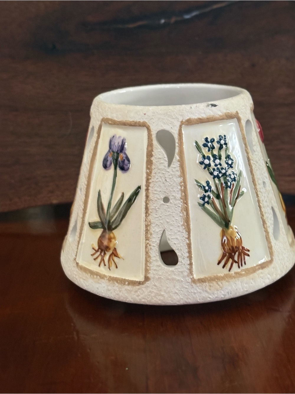 Yankee Candle Floral Ceramic Candle Shade - Cream with Multicolor Flowers
